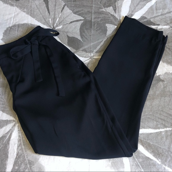 Zara Navy Blue Trousers with Twist Tie - Picture 3 of 8